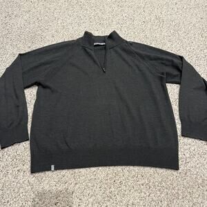 QOR Men's Merino Wool Quarter Zip Baselayer Sz XXL Outdoor Gorpcore Dark Green